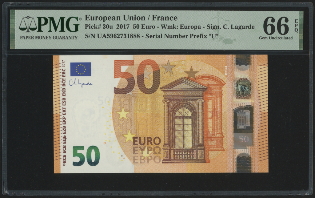 European Union 50 Euros 2017 P30u PMG Gem Uncirculated 66 EPQ