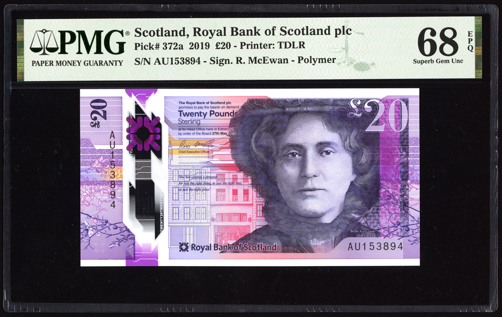 Scotland 20 Pounds 2019 P372a PMG Superb Gem Uncirculated 68 EPQ