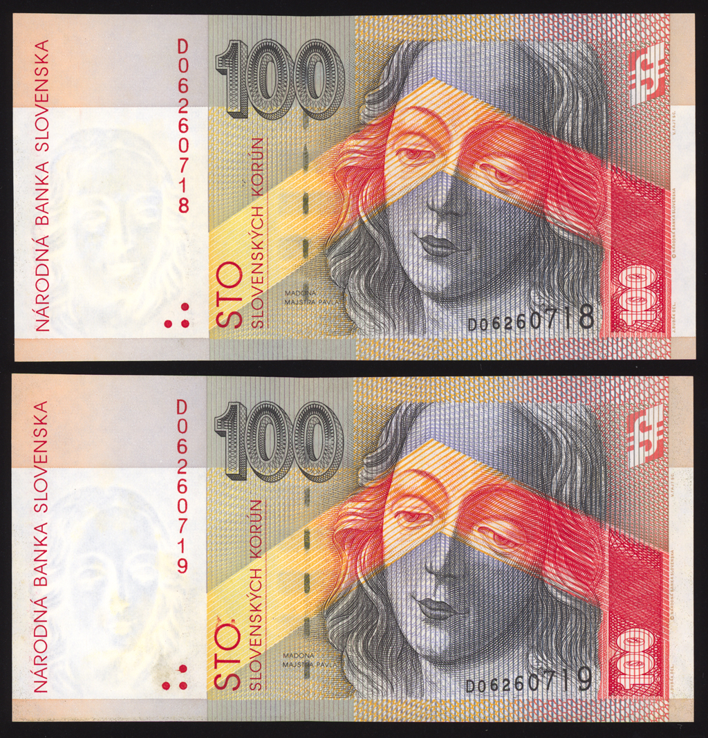 Slovakia 100 Korun 1993 P22a Uncirculated CONSECUTIVE