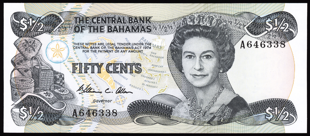 Bahamas 1/2 Dollar 1974 P42a Uncirculated