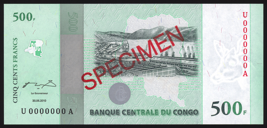 Congo Democratic Republic 500 Francs Specimen 2010 P100as Uncirculated