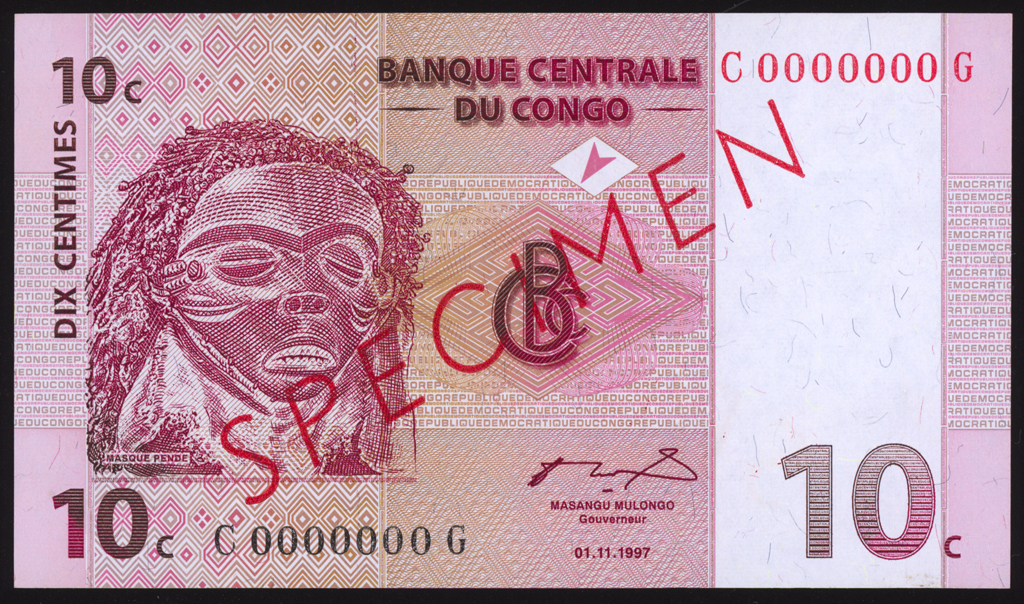 Congo Democratic Republic 10 Centimes Specimen 1997 P82s Uncirculated