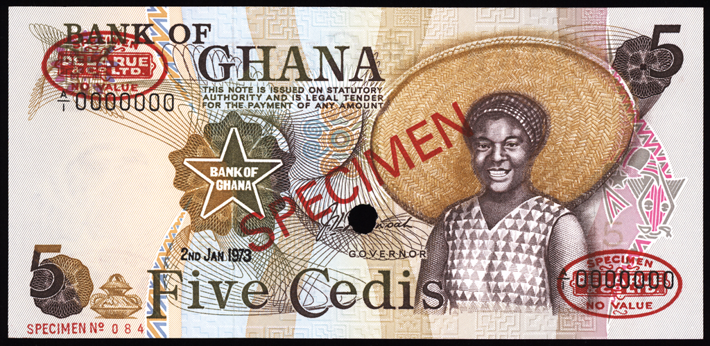 Ghana 5 Cedis Specimen 1973 P15as Uncirculated