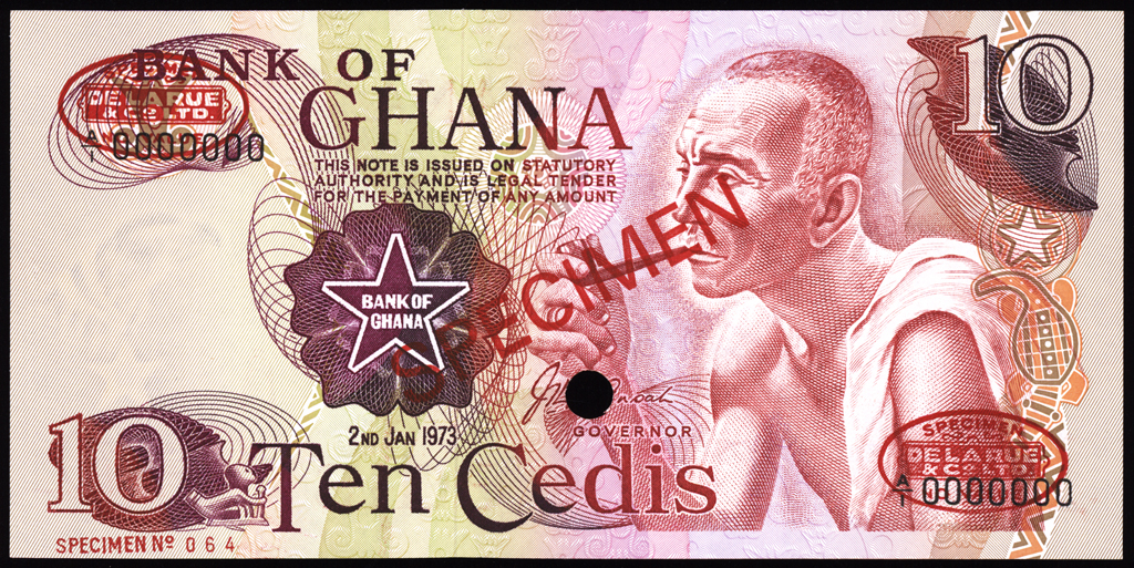 Ghana 10 Cedis Specimen 1973 P16as Uncirculated