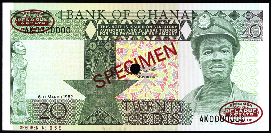 Ghana 20 Cedis Specimen 1982 P21cs Uncirculated