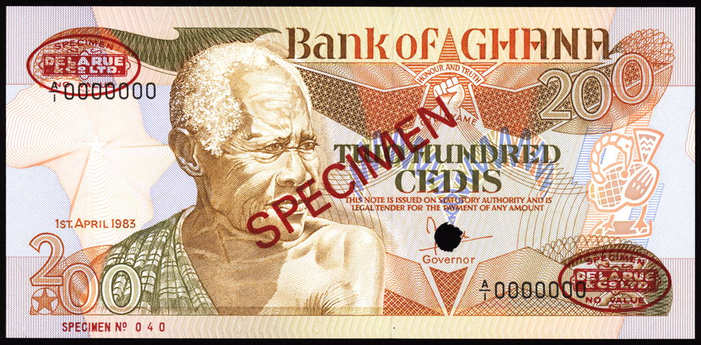 Ghana 200 Cedis Specimen 1983 P27as Uncirculated