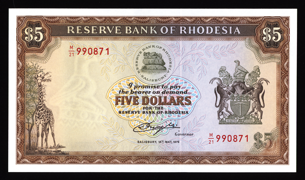 Rhodesia 5 Dollars 1979 P40 Uncirculated