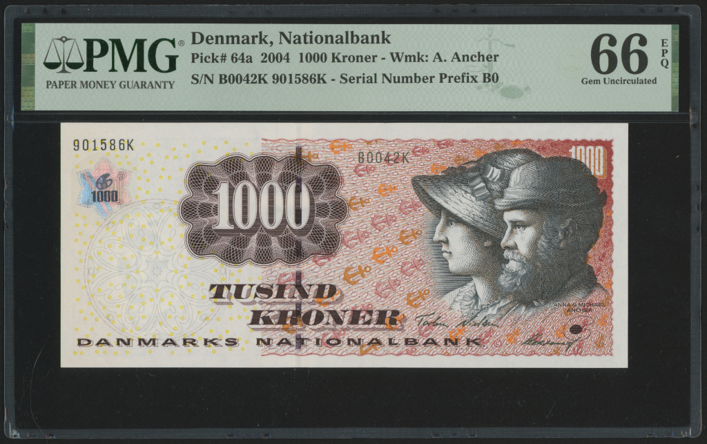 Denmark 1000 Kroner 2004 P64a PMG Gem Uncirculated 66 EPQ