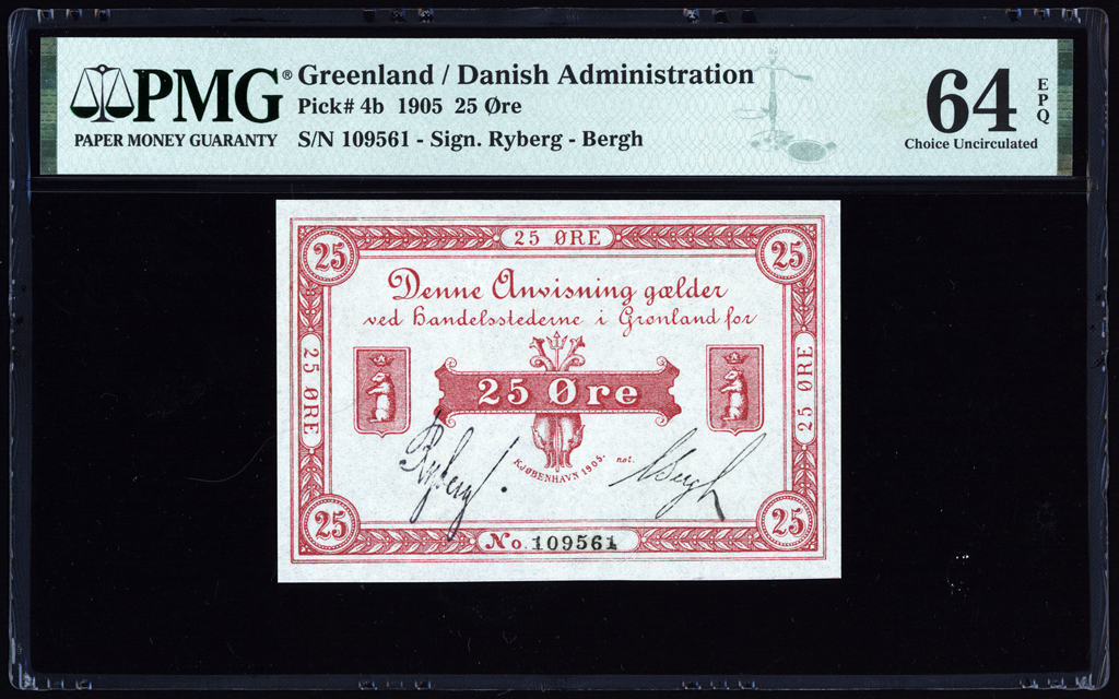 Greenland 25 Ore 1905 P4b PMG Choice Uncirculated 64 EPQ