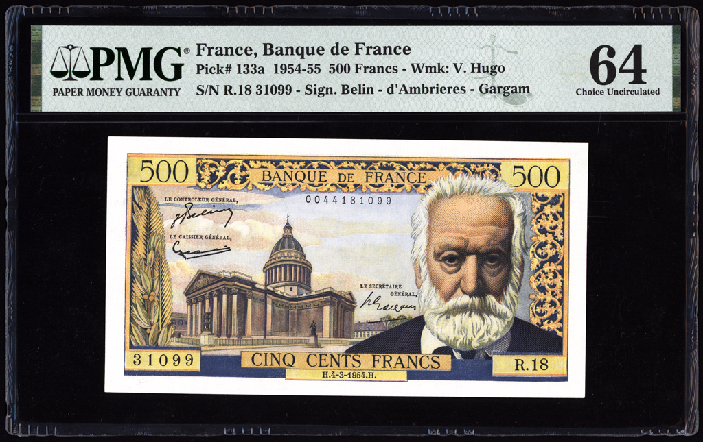 France 500 Francs 1954 P133a PMG Choice Uncirculated 64