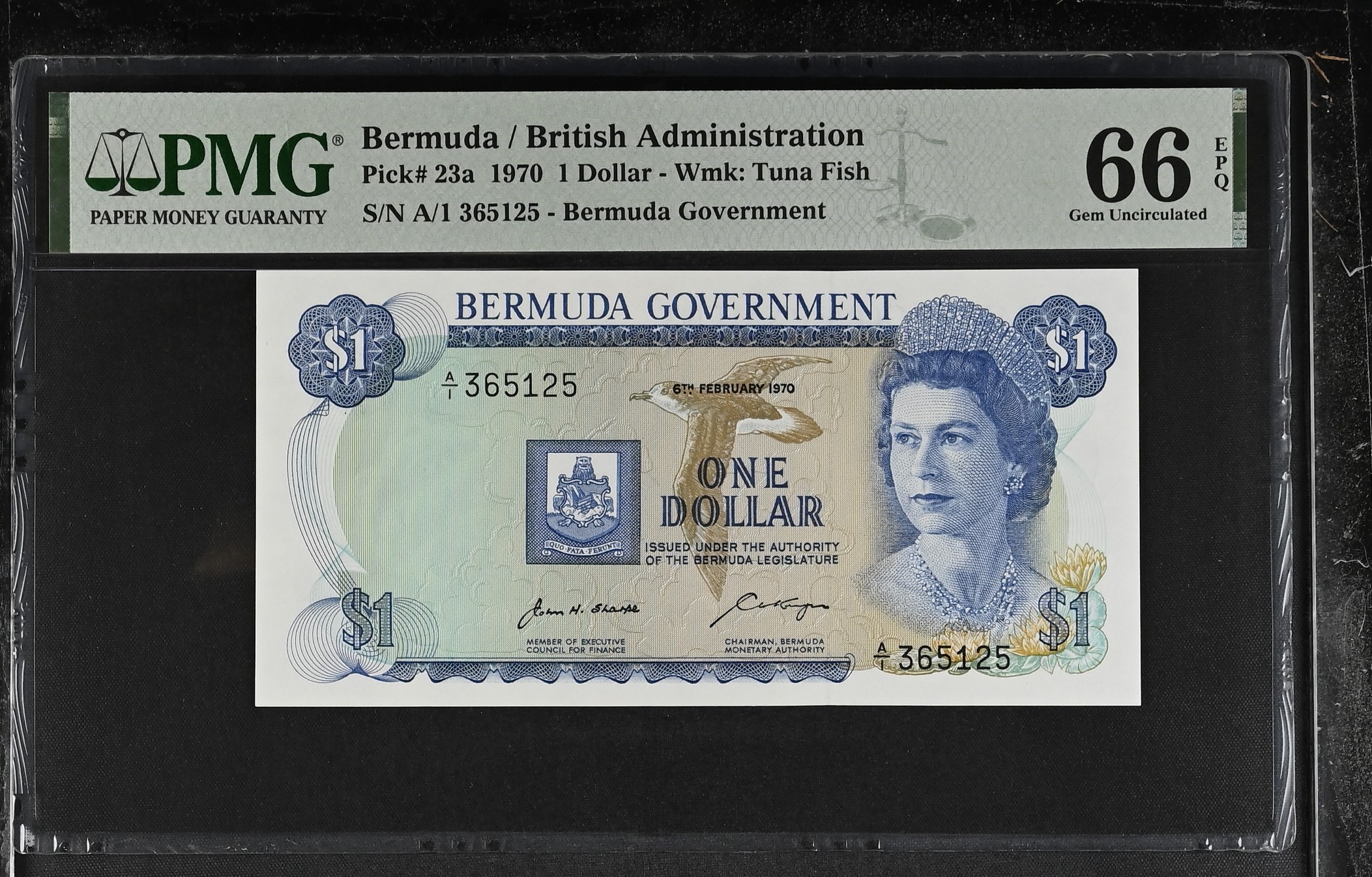 Bermuda 1 Dollar 1970 P23a PMG Gem Uncirculated 66 EPQ