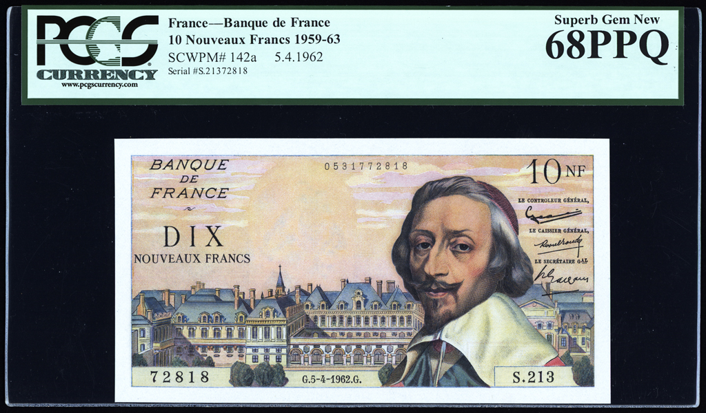 France 10 NF 1962 P142a PCGS Superb Gem New 68 PPQ
