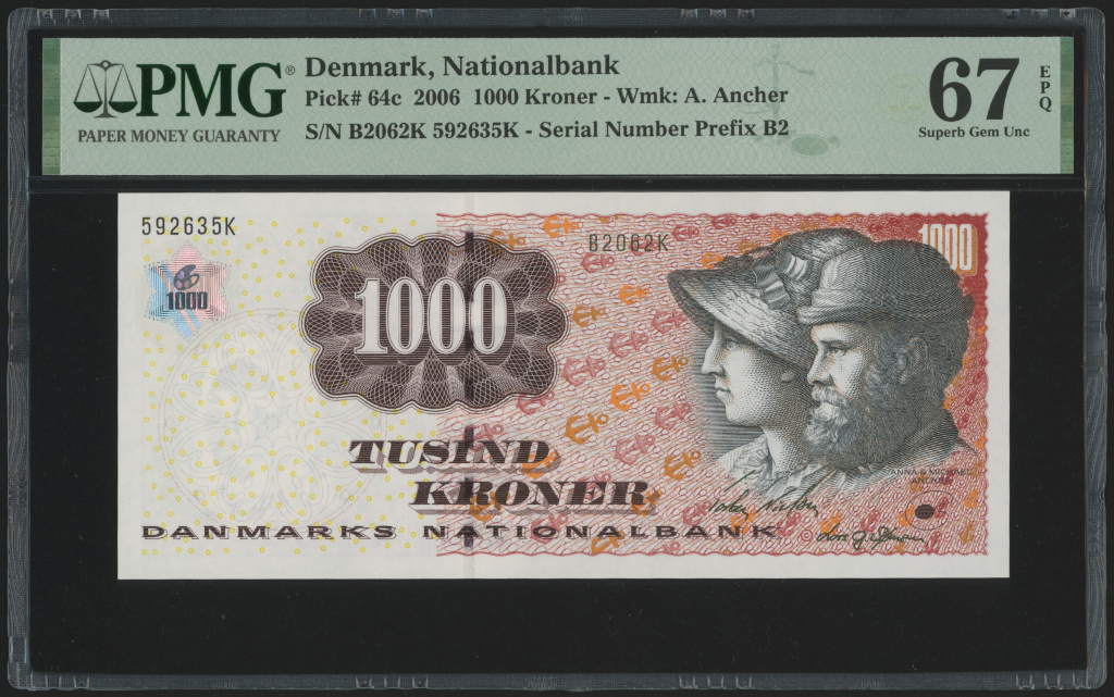 Denmark 1000 Kroner 2006 P64c PMG Superb Gem Uncirculated 67 EPQ