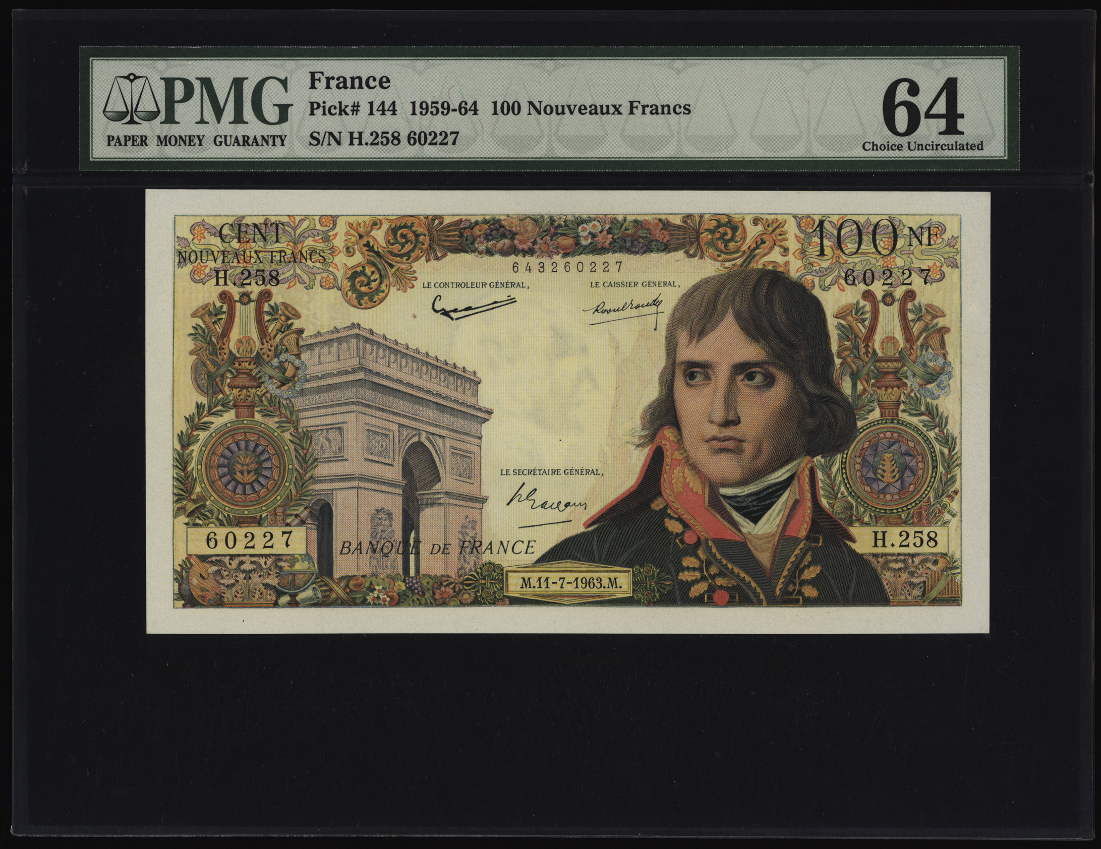 France 100 NF 1959 P144a PMG Choice Uncirculated 64