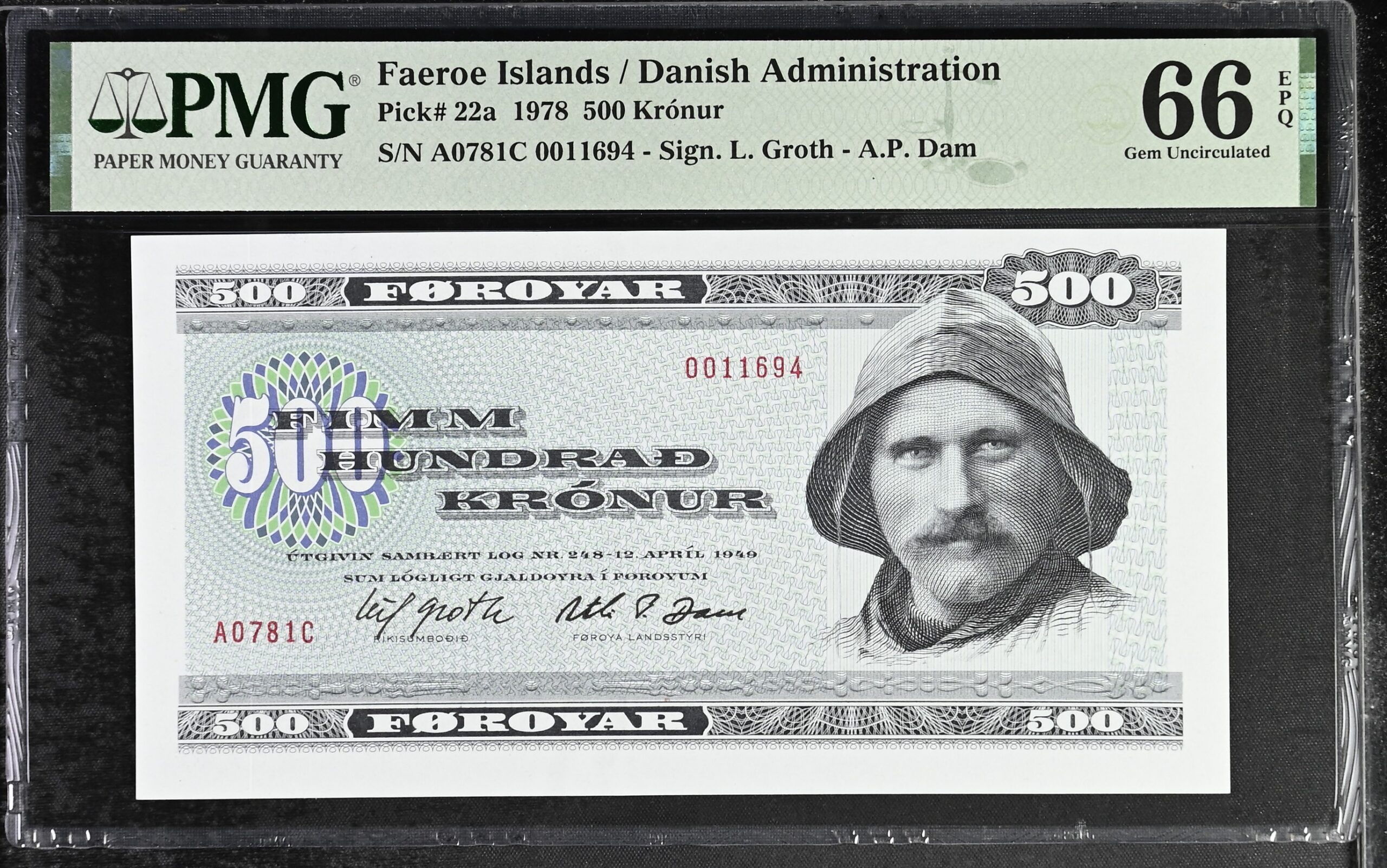 Faeroe Islands 500 Kronur 1978 P22a PMG Gem Uncirculated 66 EPQ
