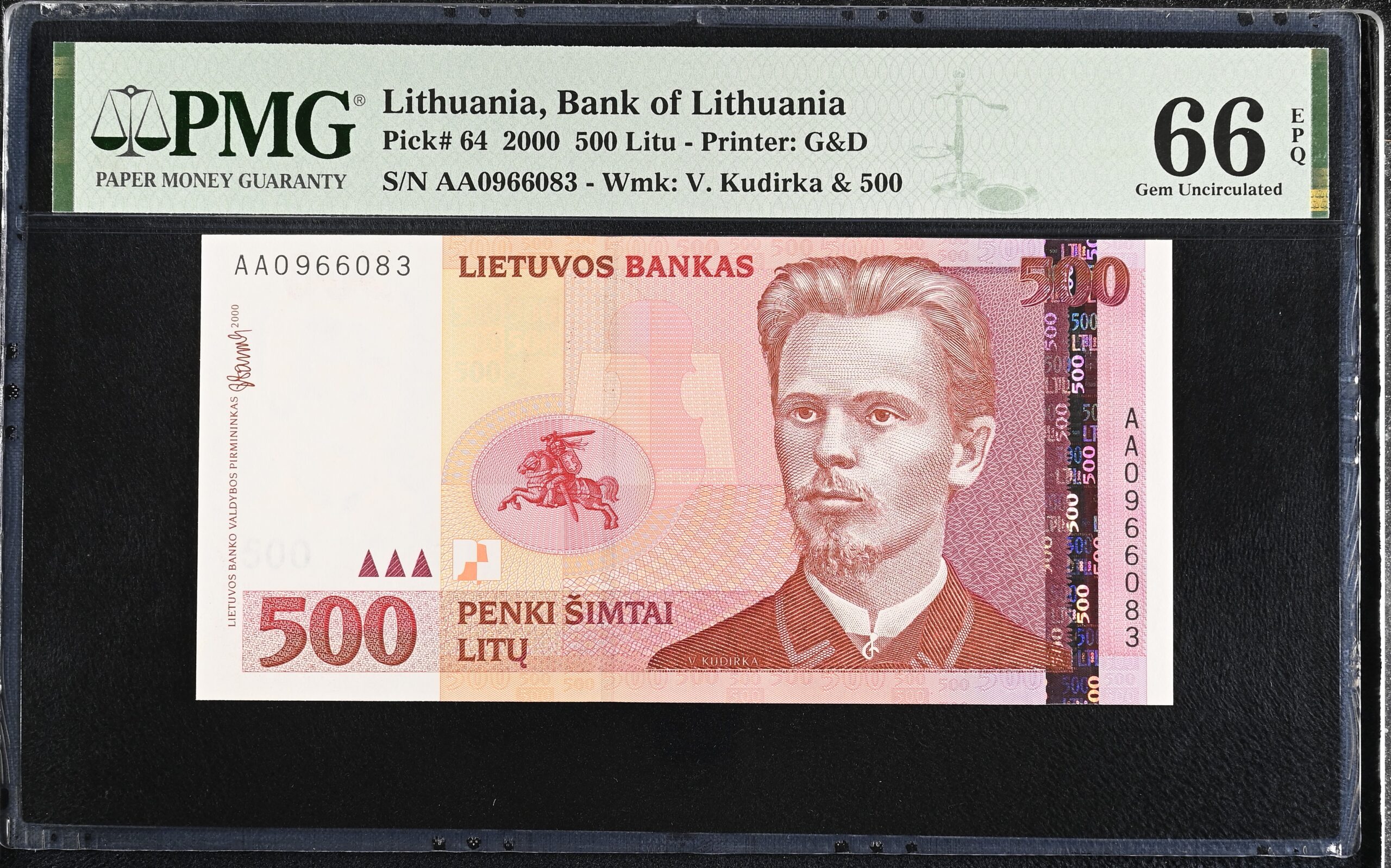 Lithuania 500 Litu 2000 P64 PMG Gem Uncirculated 66 EPQ