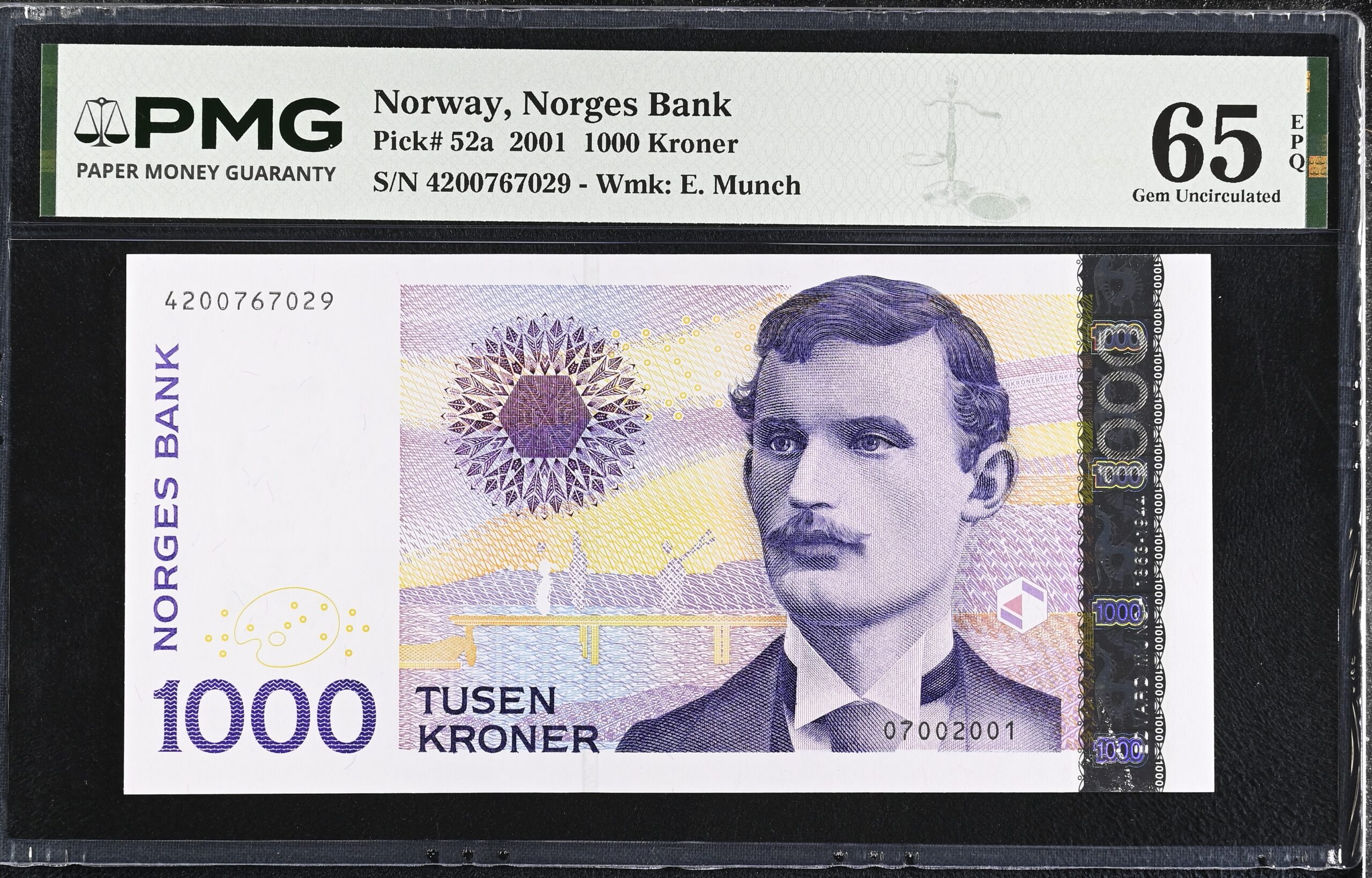 Norway 1000 Kroner 2001 P52a PMG Gem Uncirculated 65 EPQ