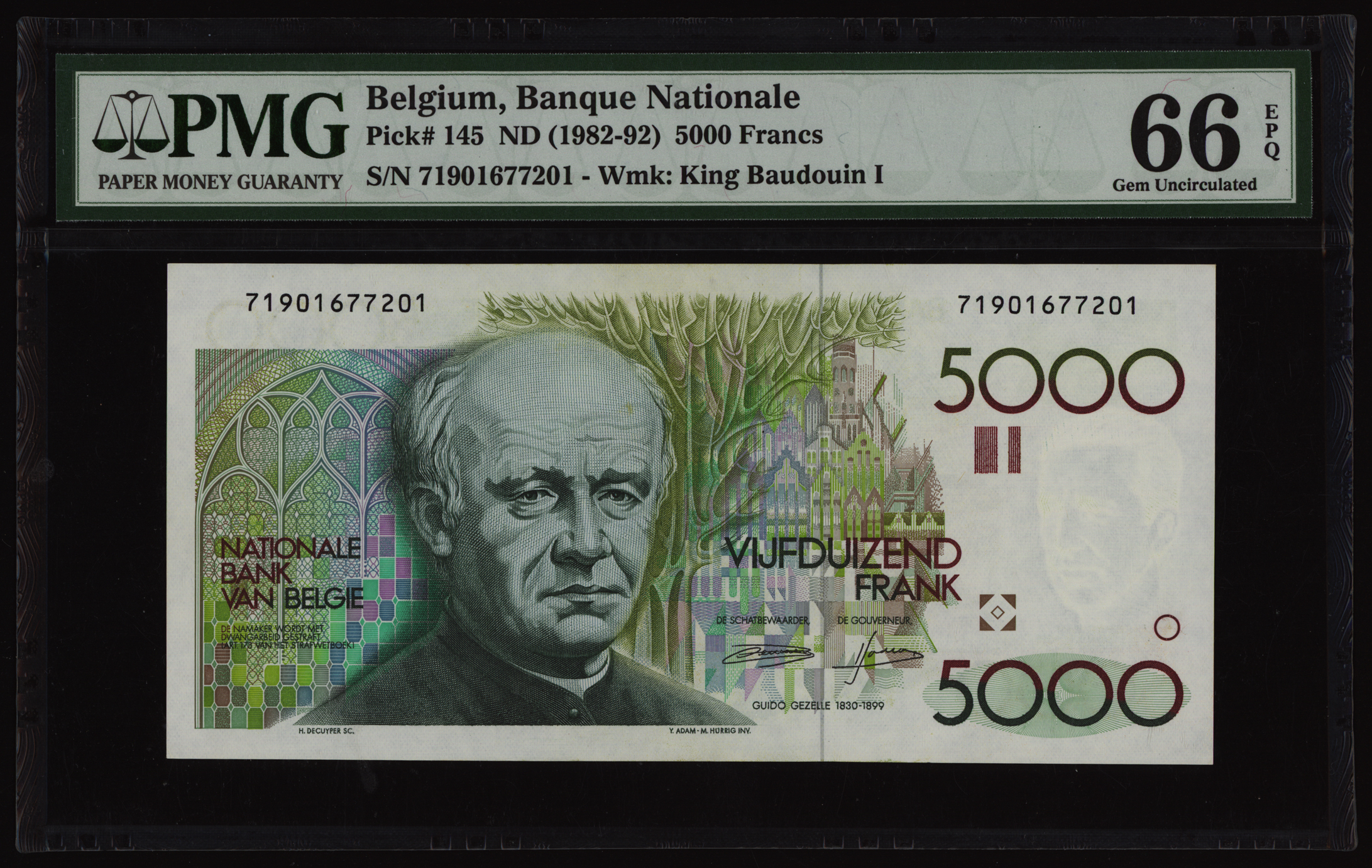 Belgium 5000 Francs 1982 P145 PMG Gem Uncirculated 66 EPQ